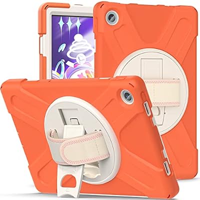for Lenovo Tab M10 Plus 10.6 inch [3rd Gen] 2022 (TB-125F/TB-128F) Case,Three-in-one Shatter-Resistant Shell, Drop-Proof, Dust-Proof, Shock-Proof,360 Degree Rotating Multi-Function Grip Bracket,Orange