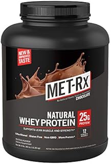 MET-Rx Natural Whey Protein Powder, Chocolate Protein Powder, 5 Lb