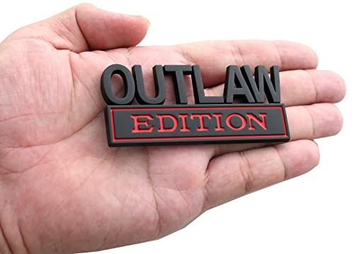 Image of 2PCS Outlaw Edition Emblems, 3D Badge Car Sticker with 3M Strong Adhesive, Fender Replacement for F150 F250 F350 Chevy Silverado 1500 2500 Chevrolet C10 C15 (Black Red)