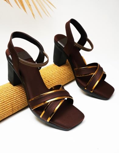 Image of Selfiee Cross Strap Block Heels Perfect for Every Occasion, Elegant Party Heel Sandals for Women & Girls