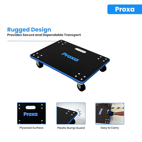 Image of Proxa Heavy Duty Wooden Moving Dolly 200 kg Capacity | Large Transport Platform Dolly for Furniture, Appliances, Warehouse and Home Use (61 x 46 cm)