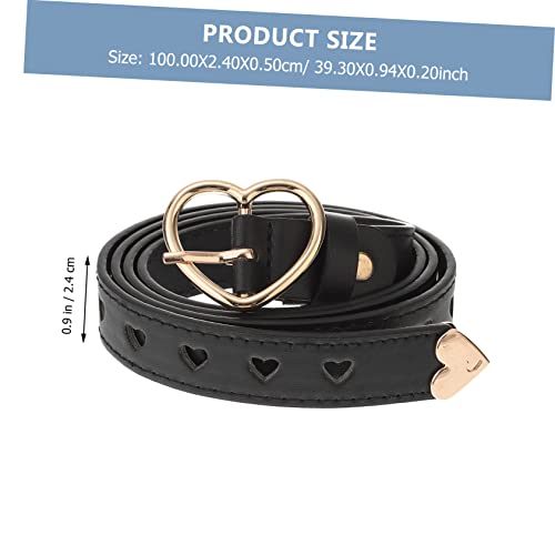 Adjustable Waist Belt with Stylish Hollow Out Heart Buckle PU Dress Belt for Jeans Skirts Casual Pants Elegant Black Waistband for Ladies2