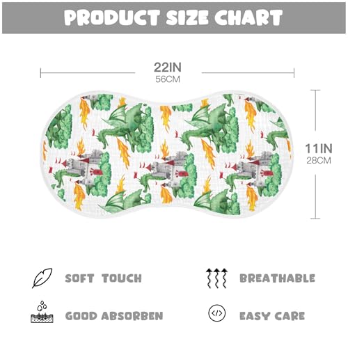 xigua Watercolor Dragons Muslin Baby Burp Cloths Set of 2, Super Soft & Absorbent Burping Rags, Cotton Burp Clothes Shower Gift for Newborn, Baby Girls and Boys4