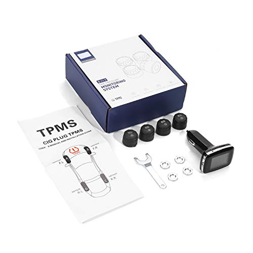 TPMS Tire Pressure Monitoring System with 4pcs External Sensors, Cigarette Lighter Plug Universal Wireless Car Alarm System LCD Display - Thumbnail 7
