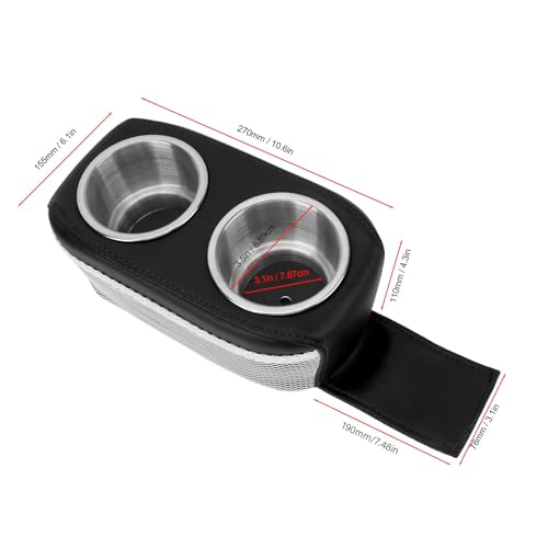 Pontoon Double Drink Holder with Stainless Steel Cup Holders, Portable Marine Cup Holder Beverage Holders Universal for Boat, Yacht, RV, Car, Motorhomes, Moveable Structure (Black)