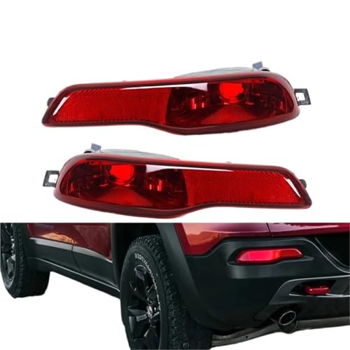 HENGCHUG Compatible avec Jeep Cherokee 2014 2015 2016 Ensemble de feux pare-chocs arrière réfléchissants rouges et antibrouillard 68102877ac 68102876ac(Right)