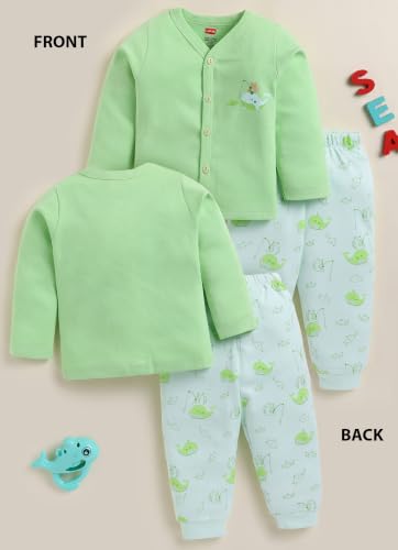 Image of LuvLap Baby Boys & Girls Regular Fit 100% Cotton Half Sleeves Jhabla & Shorts Set Pack of 2