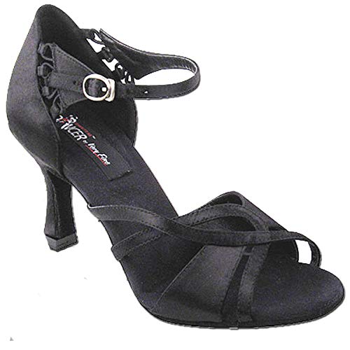 Very Fine Dance Shoes Women's Ballroom Dance Shoes Tango Wedding Salsa Dance Shoes Black Satin CD2056EB Comfortable 3