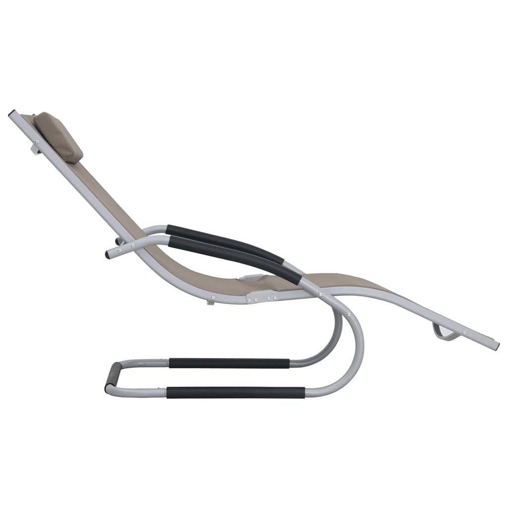 Leżak z poduszkami z aluminium i tekstylenu w kolorze taupe, do ogrodu, na taras i basen, regulowany, odporny na warunki atmosferyczne, ergonomiczny, składany, trwały, łatwy w montażu
