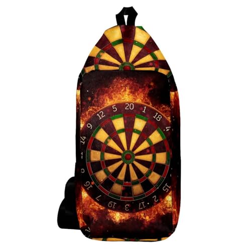 Sac à dos à bandoulière multicolore motif cible de fléchettes en flammes brûlantes compact