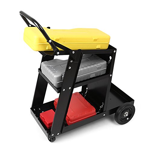 Mallofusa 3-Tiers Welder Welding Cart Plasma Cutter MIG TIG ARC W/Casters Universal Storage for Tanks Heavy Duty Black
