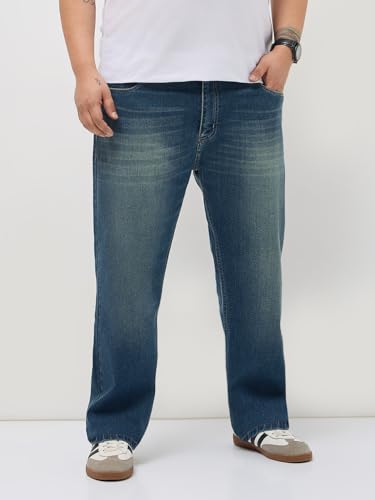 Image of Urbano Plus Men's Regular Fit Heavy Washed Denim Jeans Stretchable