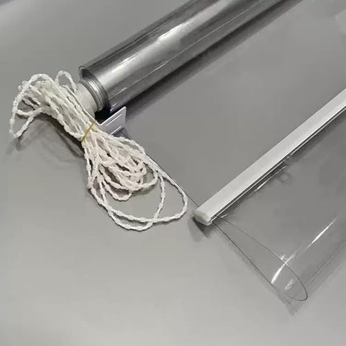 Estor enrollable transparente impermeable de PVC transparente a prueba de polvo para ventana para oficina y hotel, tirador lateral ajustable, 105 cm x 180 cm, solución de privacidad impermeable