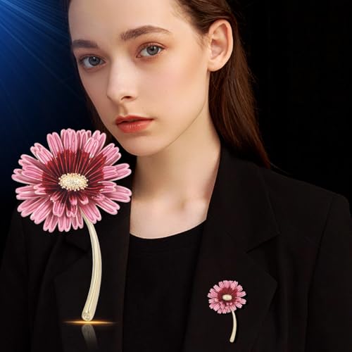 Image of Flower Brooch Pin Gold-Plated Enamel Brooch Lapel Pins Flower Jewelry for Women