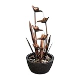 Hi-Line Gift Ltd. Tiered Leaves Stainless Metal Fountain Outdoor 35" H, Copper