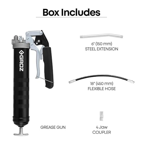 Image of Groz Dual Mode Grease Gun, 500 GMS | Telescopic Handle with Pistol and Lever Mode | 12 Months Warranty |High Pressure and High Volume Setting | Heavy Duty Grease Gun | G77