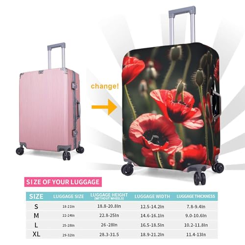 Housse de valise coquelicot blanc et rouge de taille S en polyester durable