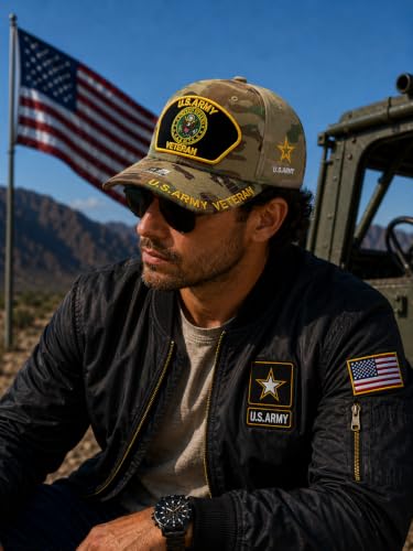 Image of US Army Veteran Hat for Men - Officially Licensed Military Baseball Cap, Gift for Veterans