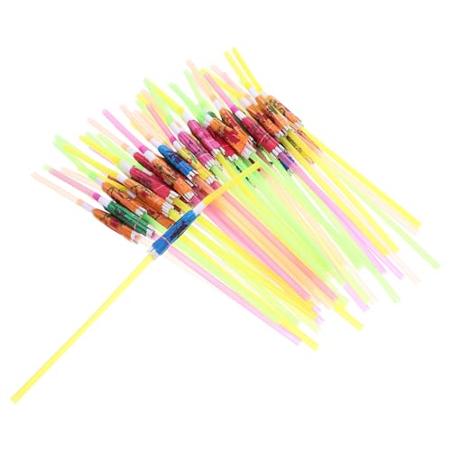 Luxshiny 100 pitillos desechables flexibles con forma de sombrilla miniatura 1