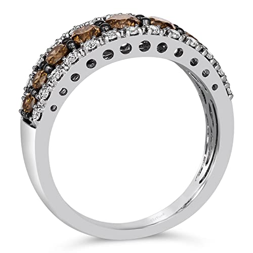 1 1/4 Carat White And Chocolate Diamond Band Ring For Women In 14K White Gold (Fancy Brown, Cttw) Promise Anniversary Ring Size 7 By Levian #TOP1