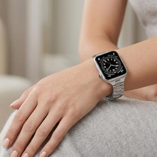 Image of Slim Stainless Band for Apple Watch Series 11-1 /SE, Ultra 3-1 | Compatible with 49 /46 /45 /44 /42 /41 /40 /38mm, Jewelry Office Dressy Metal iWatch Strap for Women, Lightweight Two-tone Bracelet