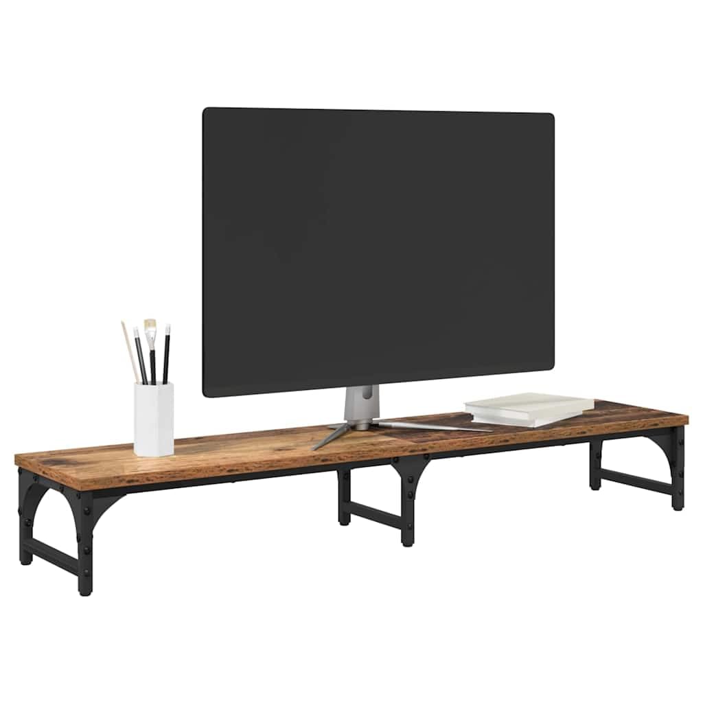 Supporto per monitor in legno anticato, 105 x 23 x 15,5 cm, in legno | Superficie opaca, altezza visiva ergonomica, supporto stabile, facile da pulire, per ufficio domestico