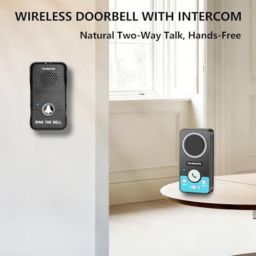 Wireless Doorbell with Speaker 2 Way Audio, Hands-Free Natural Conversation Door Bell Ringer Wireless, 1300Ft Range, 8 L - Additional View