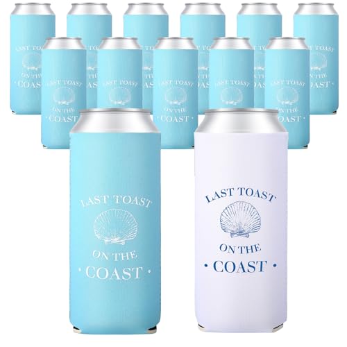 Image of 12 Count Last Toast Coast Beach Can Sleeves, 5.5 x 3.5 Inches