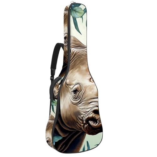 Housse pour guitare acoustique Art Flowers et Rhino avec bandoulière