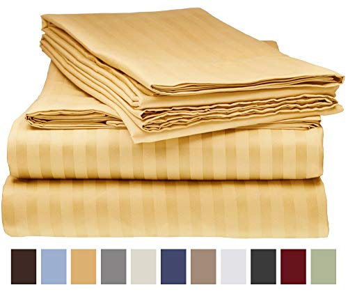Elaine Karen King Collection Bed Sheet Set – 1800 Luxury Soft Microfiber Deep Pocket 4-Piece Bedding Set - Wrinkle, Stain, Fade Resistant – Yellow Gold #TOP1