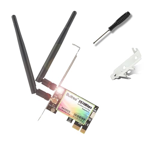WiFi Card 2974Mbps Dual Band 5GHz/2.4GHz Wireless pcie wifi card, WiFi 6 Bluetooth 5.2 wifi adapter pcie with Two Antennas, Supports Windows 10/11(64bit)