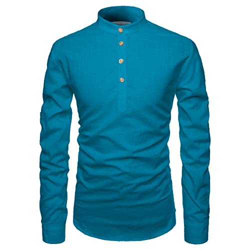 Image of Men's Full Sleeve Beige Color Cotton Blend Spread Slim Fit Shirt Style Kurta for Men and Boys