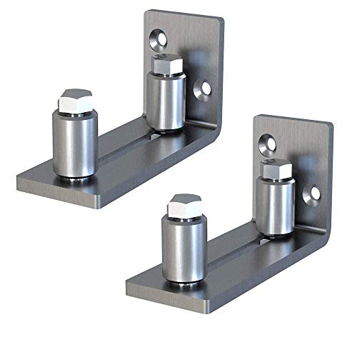 JUGREAT Sliding Door Hardware Heavy Duty Barn Door Floor Guides Scratch Resistant Stainless Steel Flush Mount Stay Roller Wall Mount Floor Guide for Door Thick Up to 2 1/8 inches(2 Pack)