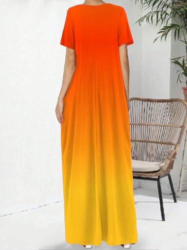 Image of Nimsruc Women Summer Long Dress Casual Sexy Short Sleeve Loose Maxi Dresses for Women 2025