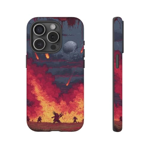 Coque rigide mate Pluie de météores rouge pour iPhone 15 Pro