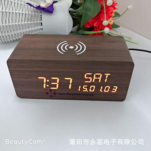 Smart Digital Radio Led Lade Uhr Wireless Holz Uhr Peranm Desktop Wecker