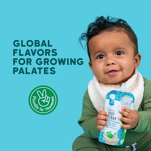 Image of Serenity Kids Beef Kebab Baby Food Pouches, Organic Spinach, 3.5 Oz,12 Pack | 5g Protein, No Added Sugar, Savory Meat Flavor, With Spinach, Baby Snacks, Toddler Snacks, Baby Essentials