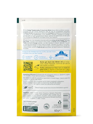 Kneipp Bath Crystals Fit through the Winter - with Valuable Sea Buckthorn Extract and Natural Essential Orange Oil - 60 g