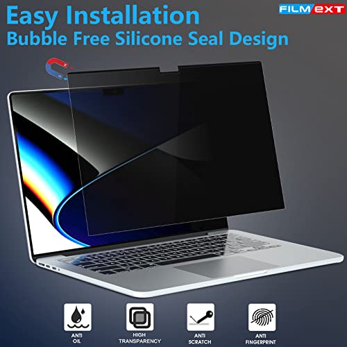 Macbook Pro 16 Privacy Screen 2021-2023,Magnetic Macbook Pro 16" M2 Privacy Screen,Filmext Laptop Privacy Screen Protector For Macbook Pro 16.2" M2 (A2780)/M1 (A2485),Anti Spy/Bubble Free/Easy On/Off #TOP2