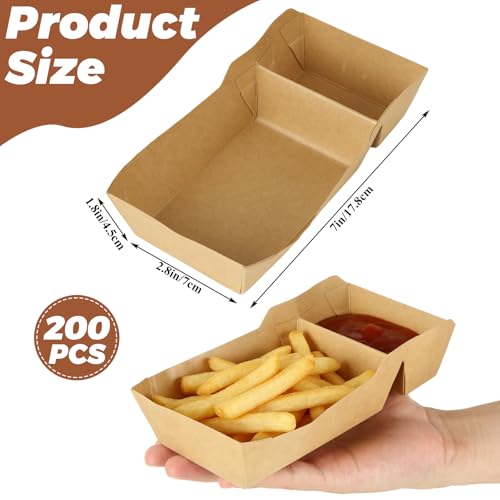 Botes de papel desechables para servir alimentos con 2 compartimentos y botes para nachos 3