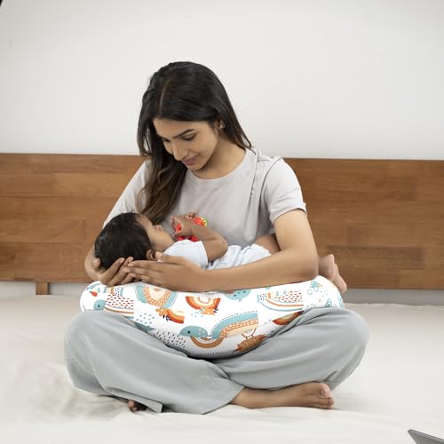 Image of Wakefit Nursing Pillow with Cape for Breastfeeding & Baby Care | 5 in 1 Feeding Pillow with 100% Cotton Removable Cover | Super Soft & Machine Washable | Kukku