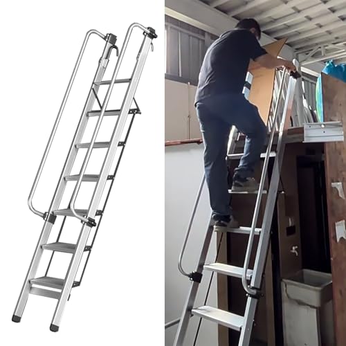 EXCLURA Attic Aluminum Escape Loft Stairs, Attic Egress Wall Ladder with 5 1/4