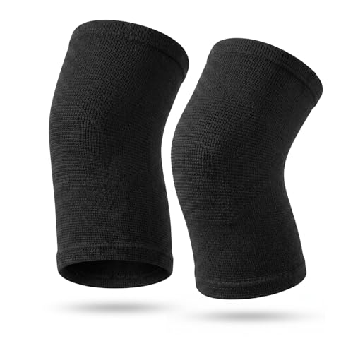 Image of Matwsec 2PCS Bamboo Knee Sleeves 1 Pair Elastic Black Knee Compression Sleeve for Women Men Sport Running Fitness Football Basketball Knees Protector