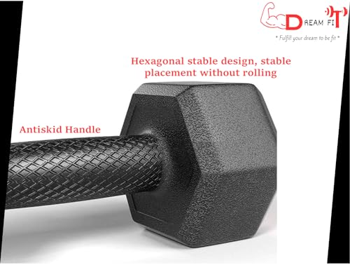 Image of DREAM FIT PVC Hex Fixed Dumbbells Set for home gym - 1 pair (2Kg (1Kg x 2))