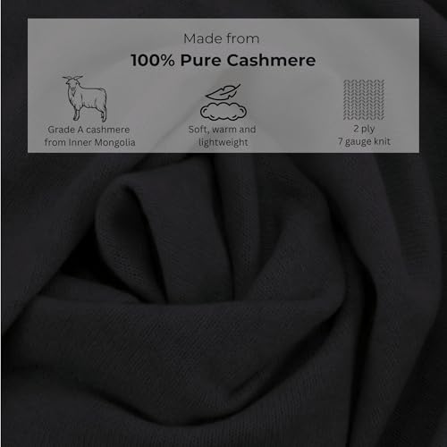 Jet&Bo 100% Cashmere Lightweight Travel Wrap, Shawl & Scarf Black, Storage Bag + Gift Box2