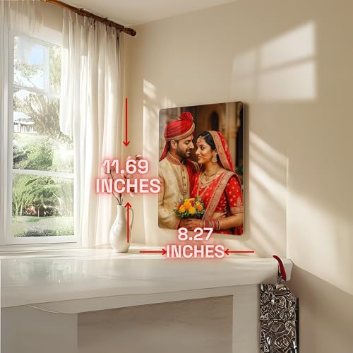 Image of 3 mm Acrylic Customize Rectangular Photo Frame for Wall | Personalized Photo Frame | Wall Decor | Wall Mount Frameless Picture Photo | Self Adhesive (Glossy, 8.5X11.7), Brown