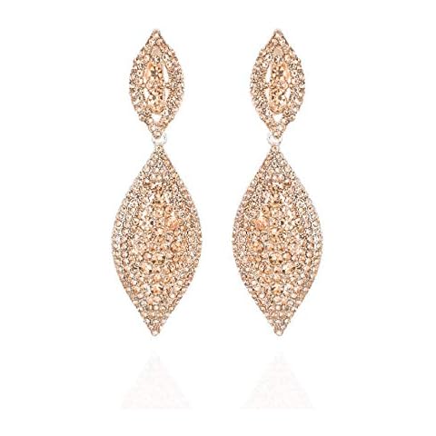 SP SOPHIA COLLECTION Women's Sparkle Dangle Rhinestone Lightweight Clip On Earring in Peach Cover