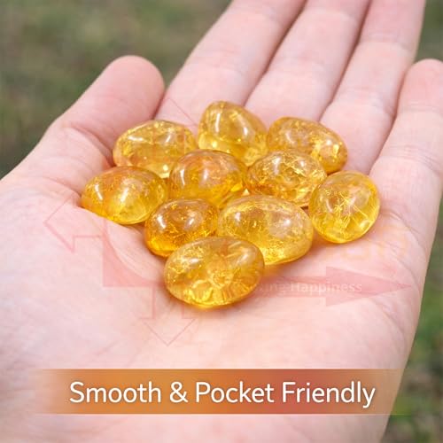 Image of Crystal Citrine Tumble Stone | 50 gm Tumbled Gemstones | Reiki Healing Stones | Home Decor Pebbles | Aquarium Gravel | Garden & Table Decor
