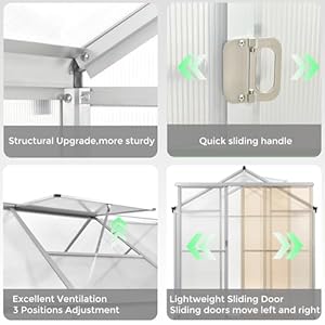 6x10ftgreenhouseforoutdoorspolycarbonategardenbackyardgreenhousewithadjustableroofventaluminumlargewalkingreenhousesilver Urban Country Home Decor 6 x 10 ft greenhouse for outdoors polycarbonate garden backyard greenhouse with adjustable roof vent aluminum large walk in greenhouse silver urban country home decor