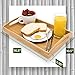 Greenco Rectangle Bamboo Butler Serving Tray with Handles - Bed Trays for Eating - Bed Tray - Breakfast Tray